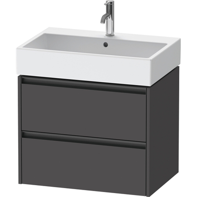 Duravit Ketho.2 Wastafelonderbouwkast - met 2 laden - 68.4x46x54.9cm - met grepen antraciet - grafiet mat