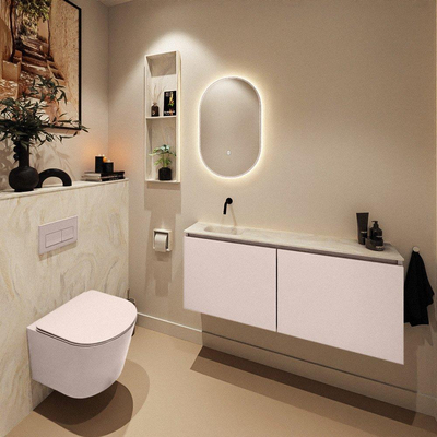 MONDIAZ TURE-DLUX 120cm meuble WC Rosee. EDEN lavabo Ostra position gauche. Sans trou de robinet.