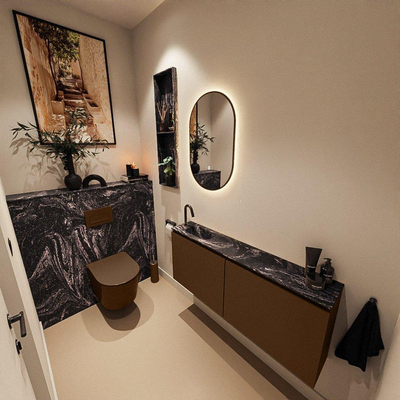 MONDIAZ TURE-DLUX 120cm toiletmeubel Rust. EDEN wastafel Lava positie links. Met 1 kraangat.