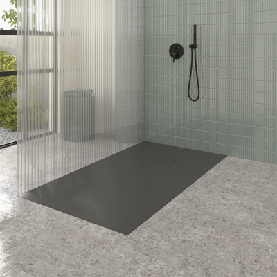 Villeroy & Boch Ecora douchebak - 160x90x4.5cm - afvoer korte zijde - anthracite (antraciet)