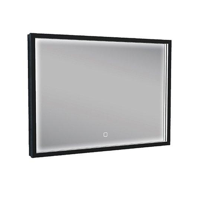 Wiesbaden Avi Spiegel rechthoek - met LED dimbaar en spiegelverwarming - 70x50cm - mat zwart