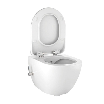 Creavit Hangend Toiletset - 35.3x51cm - RVS bidetsproeier koud water - spoelrandloos - met zitting - wit