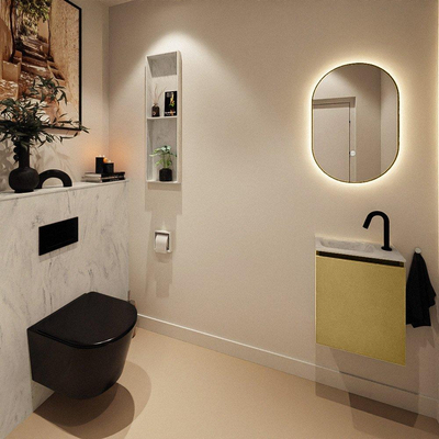 MONDIAZ TURE-DLUX Meuble de toilettes 40 cm Oro. EDEN vasque Opalo position gauche. Avec 1 trou de robinet.