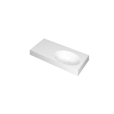 INK Smooth lavabo - 100x45x9cm - 1 vasque à droite - 0 trous de robinet - polystone blanc brillant