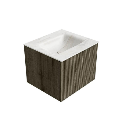 Mondiaz KURVE-DLUX Ensemble de meuble salle de bain - 50x46x40cm - 1 tiroir - lavabo en solid surface - milieu - 1 trou de robinet - Shadow