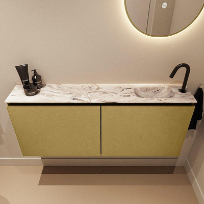 MONDIAZ TURE-DLUX Meuble toilette - 120cm - Oro - EDEN - vasque Glace - position droite - 1 trou de robinet