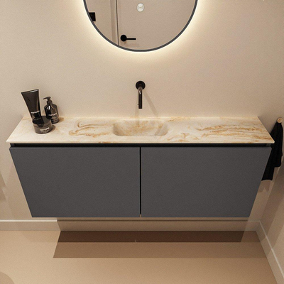 MONDIAZ TURE-DLUX 120cm toiletmeubel Dark Grey. EDEN wastafel Frappe positie midden. Zonder kraangat.