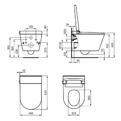 Ideal Standard i.life E douche-wc – föhn & 4 doucheprogramma's – glans wit