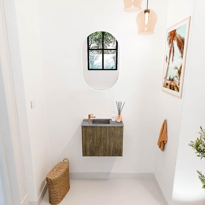 Mondiaz JOYA-DLUX 50cm toiletmeubel - kleur Dusk - Wastafel FAYE positie Links 1 kraangat kleur Sombra.