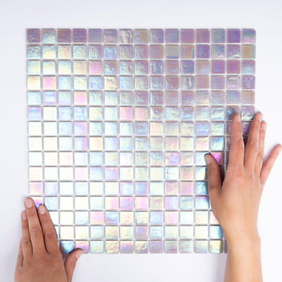 La Mosaic Factory Amsterdam carreau mosaïque - 32,2x32,2cm - carrelage mural et de sol - Carré - Verre Gris Clair brillant