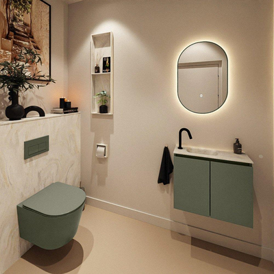 MONDIAZ TURE-DLUX Meuble WC 60 cm Army. Lavabo EDEN Ostra position gauche. Avec 1 trou de robinet.
