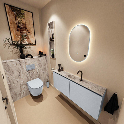 MONDIAZ TURE-DLUX 120cm meuble WC Clay. EDEN lavabo Glace position milieu. Avec 1 trou de robinet.