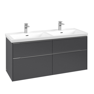 Villeroy & Boch Subway 3.0 meuble sous-lavabo - 127.2x57.9cm - 4 tiroirs Graphite