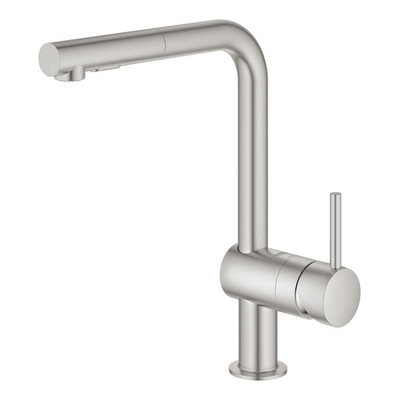 Grohe Minta Keukenkraan - hoog - uittrekbare l uitloop - 2 straalsoorten - Brushed Supersteel (RVS)