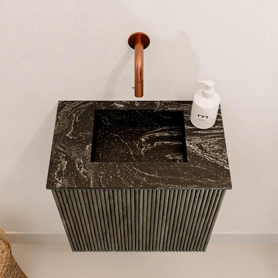 Mondiaz JOYA-DLUX 40cm toiletmeubel - kleur Shadow - Wastafel FAYE positie Midden Zonder kraangat kleur Lava.