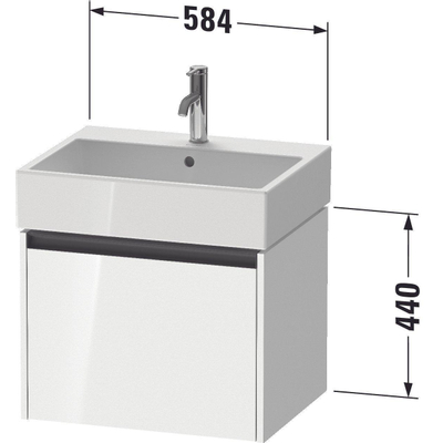 Duravit ketho 2 meuble sous lavabo avec 1 tiroir 58.4x46x44cm avec poignée anthracite graphite super mat