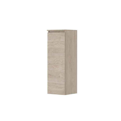 INK Badkamerkast - 35x37x106cm - 1 deur - Links en rechtsdraaiend - greeploos - houten keerlijst - MFC - ivoor eiken