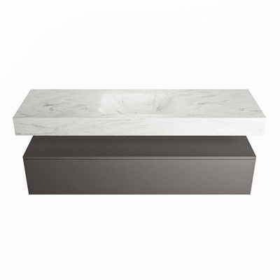 MONDIAZ ALAN - DLUX Badkamermeubelset - 150cm - onderkast - Dark grey - 1 lade - vrijhangende wastafel - wasbak midden - 0 kraangaten - Opalo