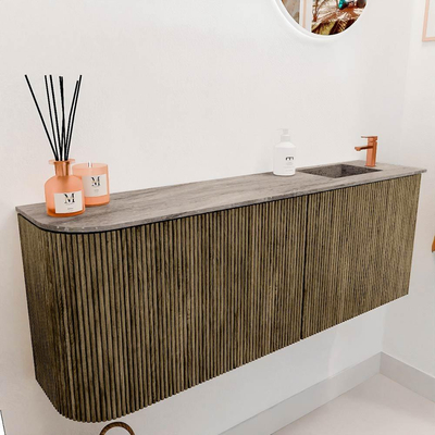 Mondiaz JOYA-DLUX 111.6cm toiletmeubel - ronding links kleur Dusk - Wastafel FAYE positie Rechts 1 kraangat kleur Oza.