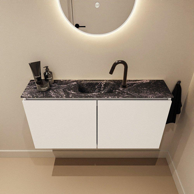 MONDIAZ TURE-DLUX Meuble de toilettes 100 cm Talc. EDEN lavabo Lava position milieu. Avec 1 trou de robinet.