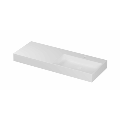 INK United lavabo - 120x45x11cm porcelaine droite avec 1 trou de robinet inclus clapet clic en porcelaine et système de trop-plein caché - mat blanc