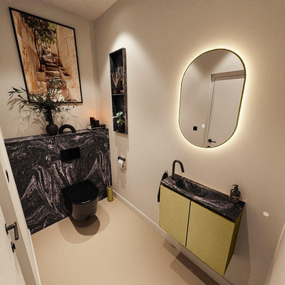 MONDIAZ TURE-DLUX 60cm toiletmeubel Oro. EDEN wastafel Lava positie links. Met 1 kraangat.