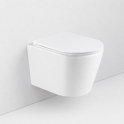 QeramiQ Dely Ensemble WC - réservoir encastré Qeramiq Flush - abattant slim - plaque de commande beige en plastique - boutons ronds - blanc brillant