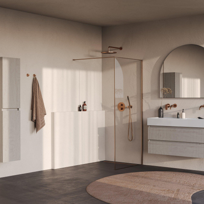 BRAUER Collision Inloopdouche - 90x200 - helder glas - incl. glascoating - geborsteld koper PVD