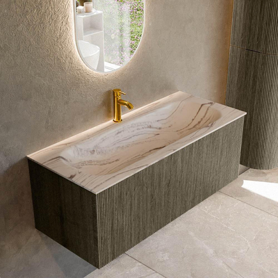 MONDIAZ KURVE-DLUX Meuble de salle de bains 110 cm couleur Shadow avec 1 tiroir et 0 porte. Lavabo BIG MEDIUM Central 1 trou de robinet Nata.