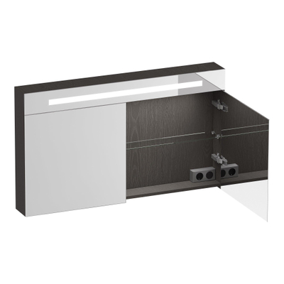 BRAUER Promise Deluxe armoire de toilette miroir - 120x70x15cm - avec éclairage - 2 portes miroir double face - Timber Anthracite