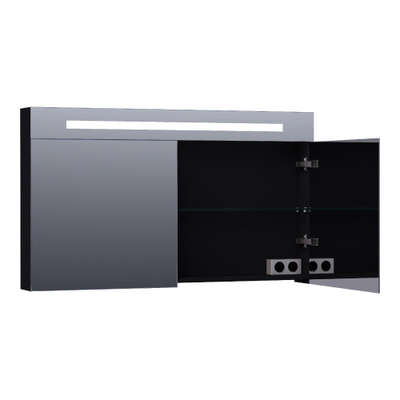BRAUER Promise Deluxe armoire de toilette - 120x70x15cm - avec éclairage direct - 2 portes miroir double face - noir mat