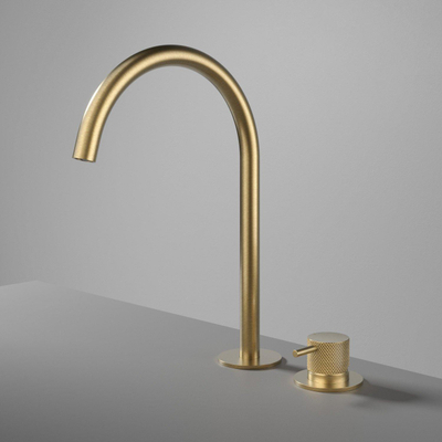 Hotbath Cobber Wastafelmengkraan - hoog - opbouw - zonder waste - geborsteld messing PVD (goud)