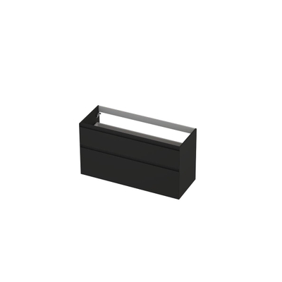 INK Wastafelonderkast - 120x45x65cm - 2 lades - greeploos - MDF lak - Mat zwart
