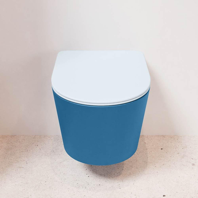 MONDIAZ LAVIE WC suspendu - 36x53cm - sans bride - clay (bleu) - softclose - quick-release - abattant WC - Jeans (bleu)