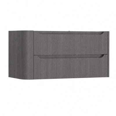 H&R Badmeubelen Juice Wastafelonderkast - 100x45x50cm - linkerhoek afgerond - 2 lades - geïntegreerde greep - Wenge