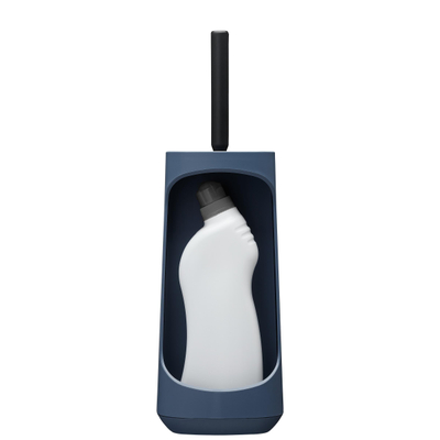 Tiger Tess Porte-brosse WC avec fonction de rangement autoportante et brosse flexible Swoop® Bleu Noir