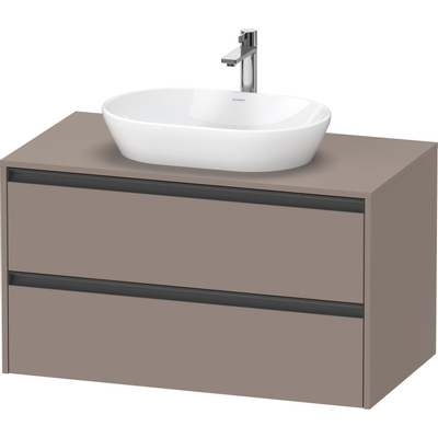 Duravit ketho 2 meuble sous lavabo avec plaque de console avec 2 tiroirs 100x55x56.8cm avec poignées anthracite basalte mate