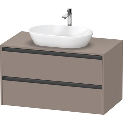Duravit Ketho.2 Wastafelonderbouwkast - inclusief consoleplaat - met 2 laden - 100x55x56.8cm - met handgrepen antraciet - basalt mat