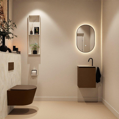 MONDIAZ TURE-DLUX 40cm toiletmeubel Rust. EDEN wastafel Ostra positie links. Met 1 kraangat.