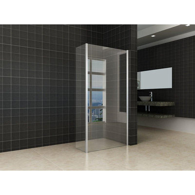 Wiesbaden Comfort paroi latérale avec profil d'angle 400 x 2000 x 10 mm verre clair nano/chrome