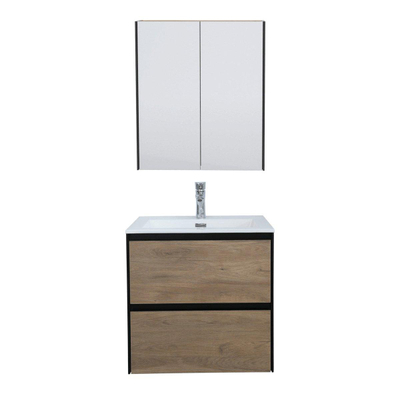 Adema Industrial badmeubel 60x45.5cm met bijbehorende spiegelkast hout/zwart