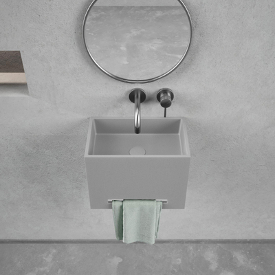 Ideavit Beton wastafel - 40x25x30cm - voor wandmontage - met handdoekstand - met klikwaste -antikras - waterdicht - kleur B1