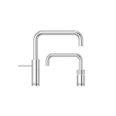 Quooker Nordic Square Twintaps kokendwaterkraan - draaibare uitloop - Combi reservoir - Warm / kokend water - Chroom