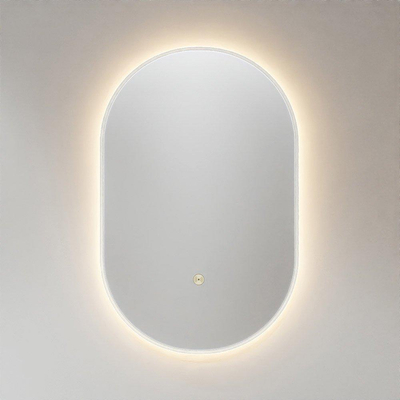 Mondiaz GLOW spiegel – ovaal – 45x90 cm – indirecte LED rondom – bewegingssensor – Talc (wit)