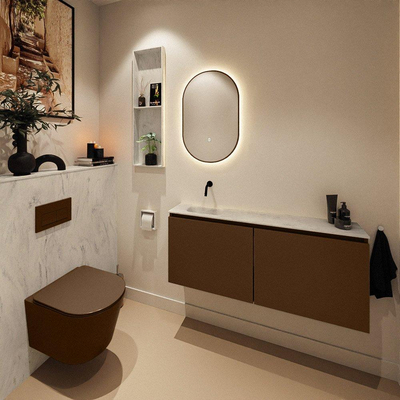 MONDIAZ TURE-DLUX Meuble toilette - 120cm - Rust - EDEN - vasque Opalo - position gauche - sans trou de robinet