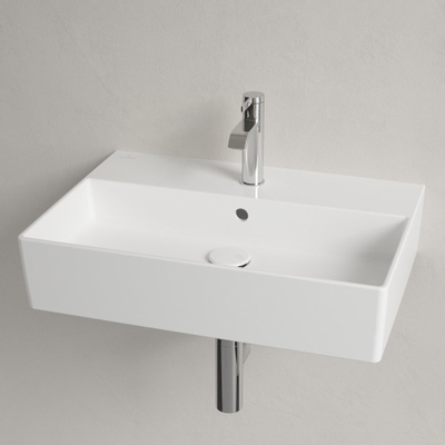 Villeroy & Boch memento 2.0 wastafel - 600x420mm - 1 kraangat - met overloop CeramicPlus - White Alpine (glans wit)