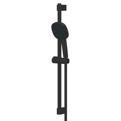 GROHE Eurosmart Ensemble de douche - avec levier - raccords en S - ensemble barre coulissante - douchette carrée - 2 types de jets - noir mat