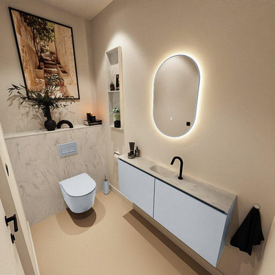 MONDIAZ TURE-DLUX 120cm toiletmeubel Clay. EDEN wastafel Opalo positie midden. Met 1 kraangat.