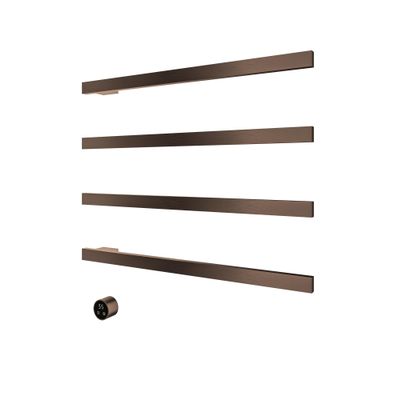 Hotbath &MORE Handdoekradiator - 80x76cm - vierkant - 4 stangen - horizontaal - met schakelaar - tuscan bronze