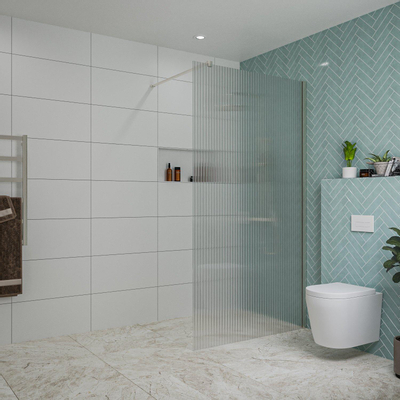 Fortifura Galeria Douche à l'italienne - 110x200cm - verre nervuré - Inox brossé